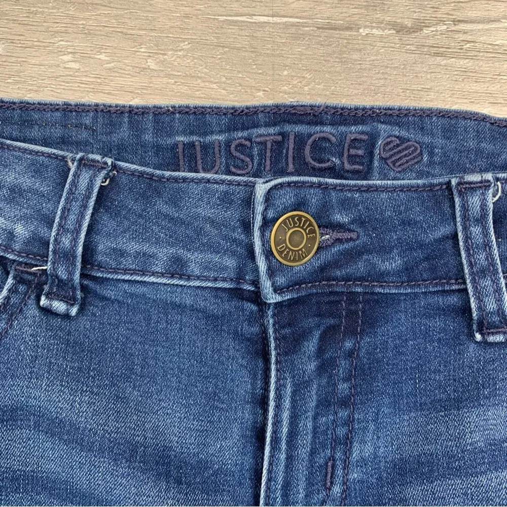 Girl’s Justice Dark Blue Distressed Straight Jeans Size 14